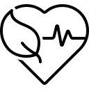 heart with ekg and leaf