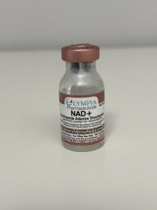 a close up of a bottle of NAD (nicotinamide adenine dinucleotide)